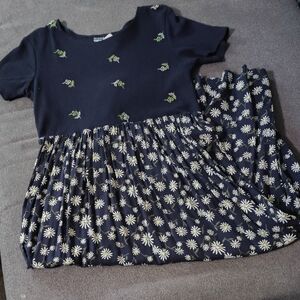 Notations Navy and White Floral Kids Dress